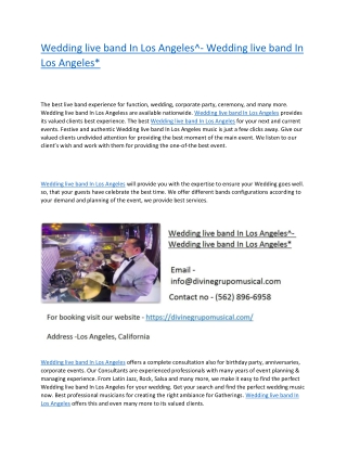 Wedding live band In Los Angeles^- Wedding live band In Los Angeles pdf