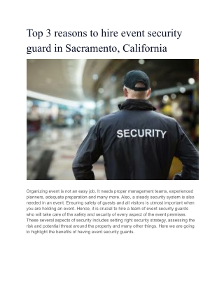 Top 3 reasons to hire event security guard in Sacramento, California