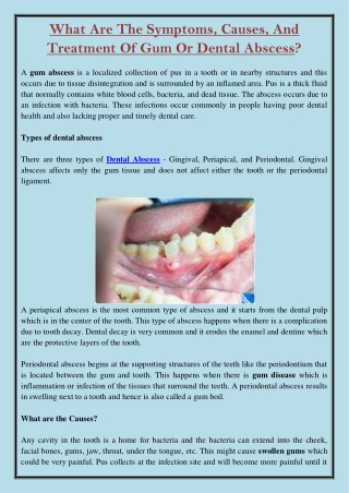 What Are The Symptoms, Causes, And Treatment Of Gum Or Dental Abscess