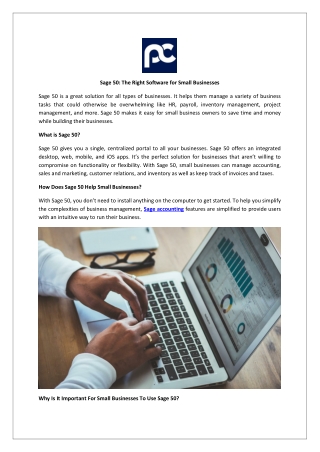 Sage 50 The Right Software for Small Businesses