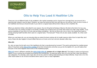 Oils to Help You Lead A Healthier Life
