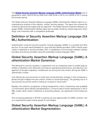 The Global Security Assertion Markup Language