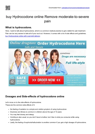 buy Hydrocodone online Remove moderate-to-severe pain