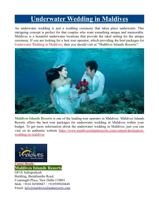 Underwater Wedding in Maldives