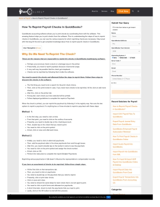 How To Reprint Payroll Checks In QuickBooks?