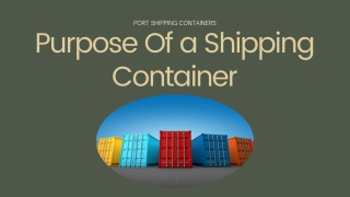 Purpose Of A Shipping Container