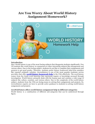 Are You Worry About World History Assignment Homework