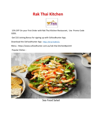 5% Off - Rak Thai Kitchen Kearneys Spring Menu, QLD
