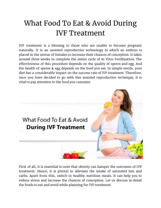 What Food To Eat & Avoid During IVF Treatment