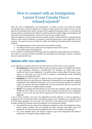 How to connect with an Immigration Lawyer if your Canada Visa is refused