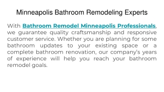 Minneapolis Bathroom Remodeling Experts