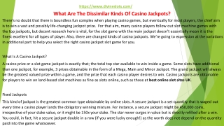 What Are The Dissimilar Kinds Of Casino Jackpots?