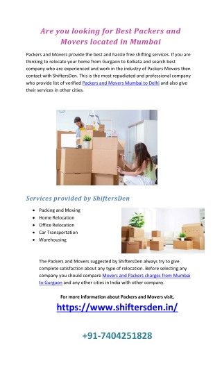 Are you looking for Best Packers and Movers located in Mumbai