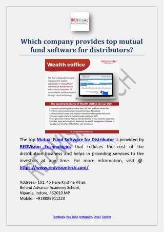 Which company provides top mutual fund software for distributors