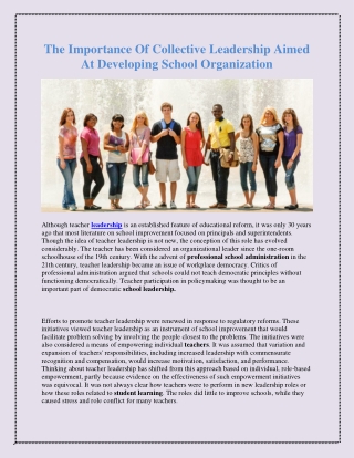 The Importance Of Collective Leadership Aimed At Developing School Organization