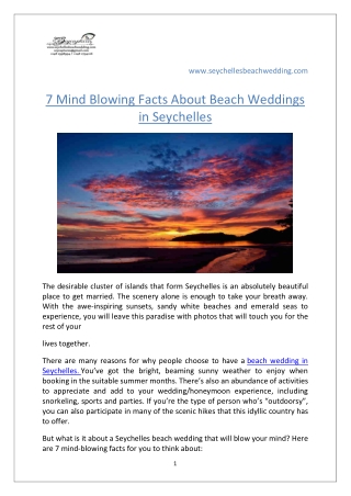 7 Mind Blowing Facts About Beach Weddings in Seychelles