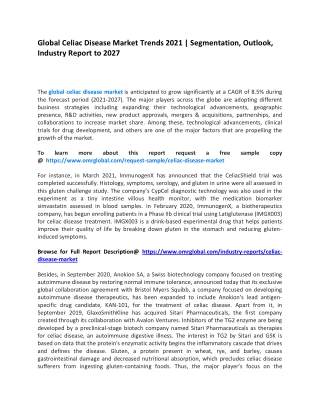 Global Celiac Disease Market Trends 2021