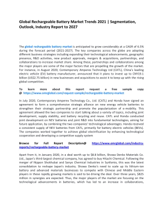 Global Rechargeable Battery Market Trends 2021