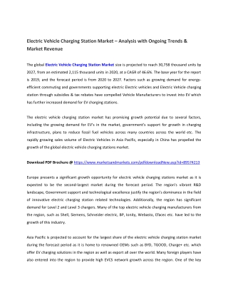 Electric Vehicle Charging Station Market – Analysis with Ongoing Trends & Market