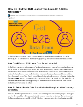 How Do I Extract B2B Leads Data From LinkedIn