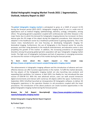 Global Holographic Imaging Market Trends 2021