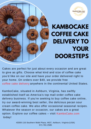 KamboCake Coffee Cake Delivery to Your Doorsteps