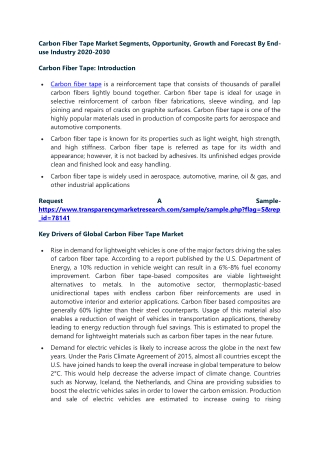 Carbon Fiber Tape Market Segments, Opportunity, Growth and Forecast By End-use I