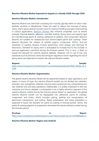 Reactive Diluents Market Expected to Expand at a Steady CAGR through 2026