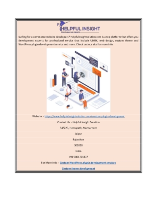 Custom Wordpress Plugin Development Services  Helpfulinsightsolution.com