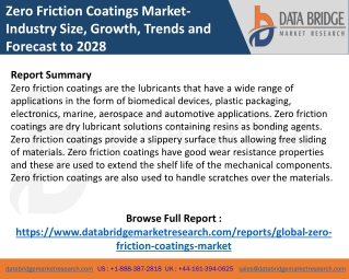Zero Friction Coatings Market | Overview, Product Types, Applications 2028