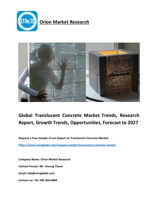 Global Translucent Concrete Market: 2021 Analysis Report, Share, Trends, Overvie