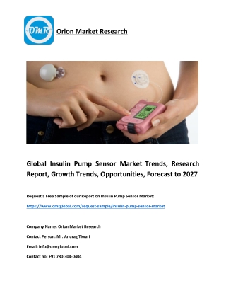 Global Insulin Pump Sensor Market Trends, Research Report, Growth Trends, Opport