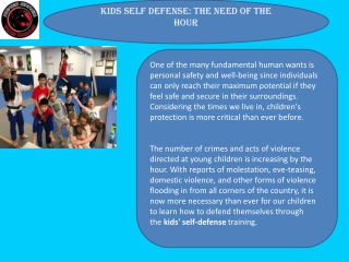 Kids Self Defense The Need of The Hour