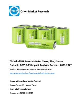 Global NiMH Battery Market Share, Size, Future Outlook, COVID-19 Impact Analysis