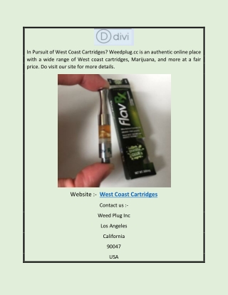 West Coast Cartridges | Weedplug.cc