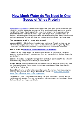 How Much Water do We Need in One Scoop of Whey Protein