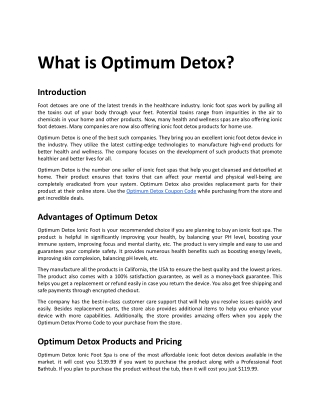 Optimum detox Coupon Code