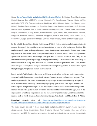 Dense Wave Digital Multiplexing (DWdm) System Market