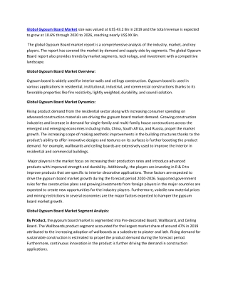 Global Gypsum Board Market