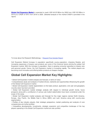 Global Cell Expansion Market