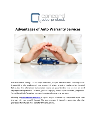 Advantages of Auto Warranty Services