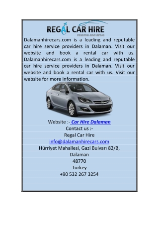 Dalaman Car Hire | Dalamanhirecars.com