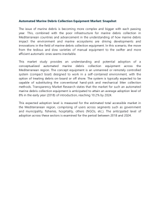 Automated Marine Debris Collection Equipment Market