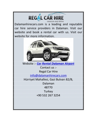 Car Rental Dalaman Airport | Dalamanhirecars.com