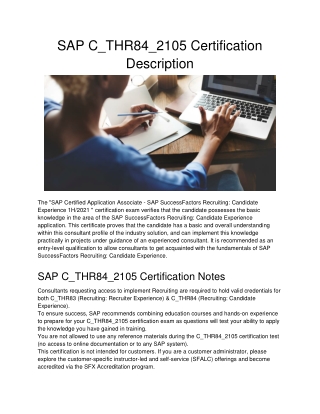 SAP C_THR84_2105 Certification Description