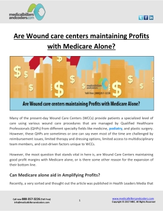 Are Wound care centers maintaining Profits with Medicare Alone?