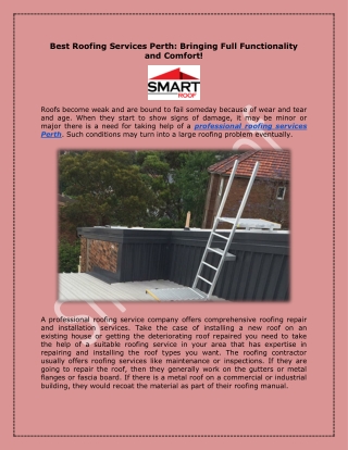 Best Roofing Services Perth Bringing Full Functionality and Comfort!