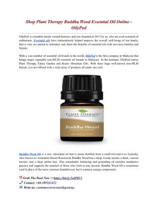 Shop Plant Therapy Buddha Wood Essential Oil Online - OilyPod