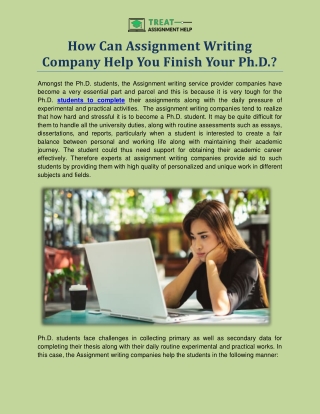 How Can Assignment Writing Company Help You Finish Your Ph.D.