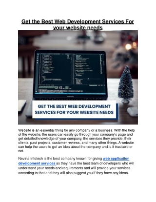 Get the Best Web Development Services For your website needs
